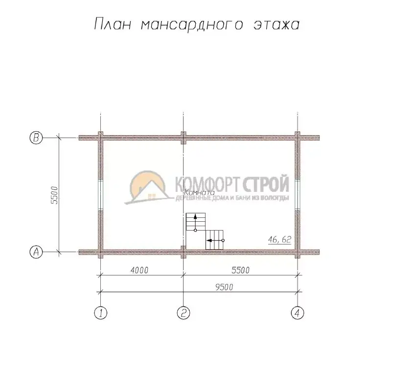 Проект дома «Климовск» из оцилиндрованного бревна — План 2 этажа
