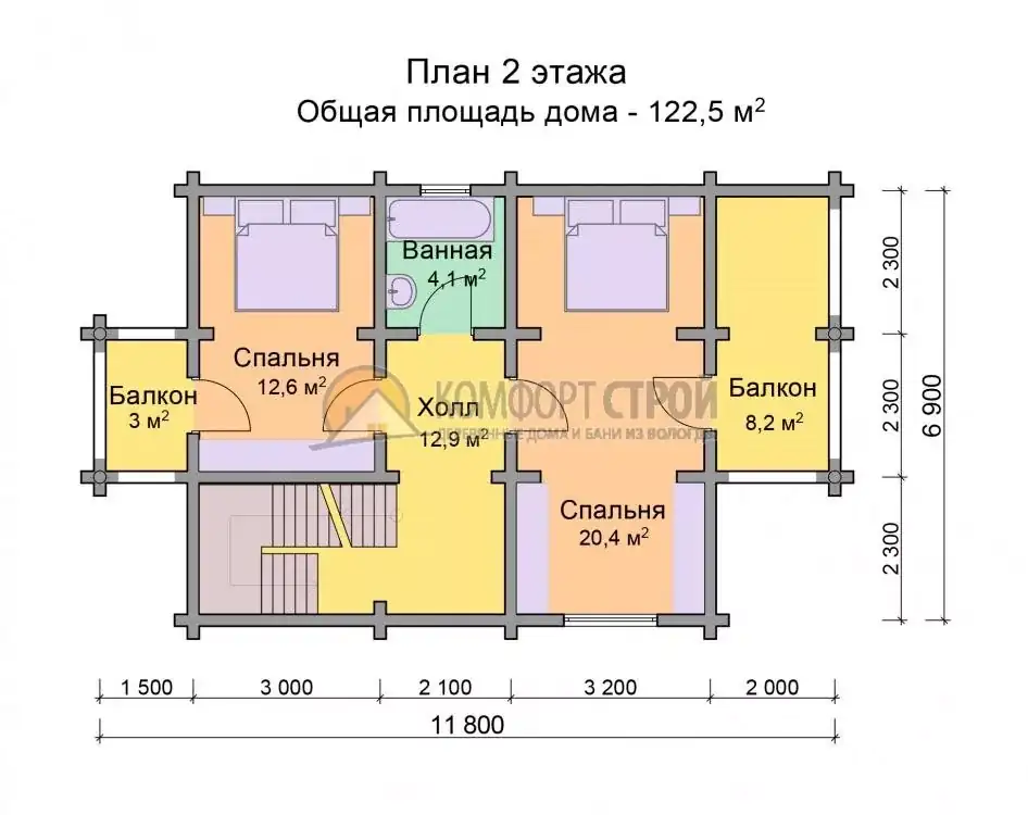 Проект дома «Кубенское» из оцилиндрованного бревна —
