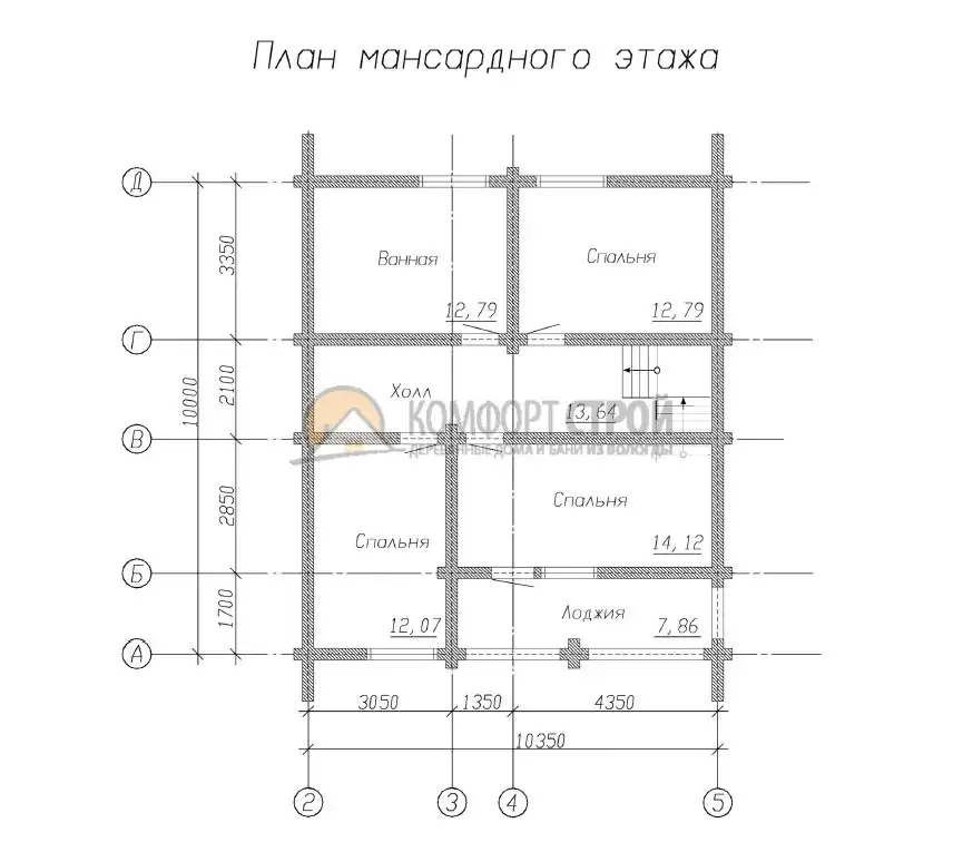 Проект дома «Захарово» из оцилиндрованного бревна — План 2 этажа