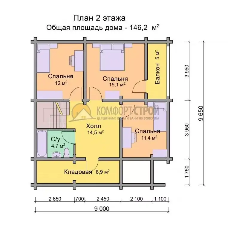 Проект дома «Дорохово» из оцилиндрованного бревна —