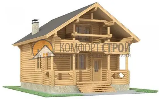 Проект дома 107 кв.м 7.5х8.8 из оцилиндрованного бревна