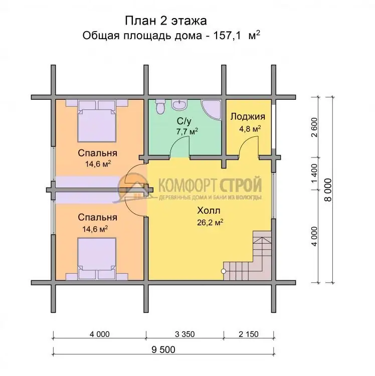 Проект дома «Гурьево» из оцилиндрованного бревна —