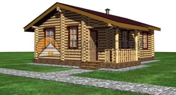 Проект дома 54 кв.м 7.5х9.5 из оцилиндрованного бревна
