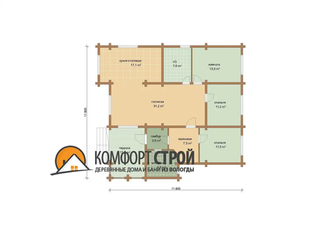 Проект дома «Электрогорск» из профилированного бруса —