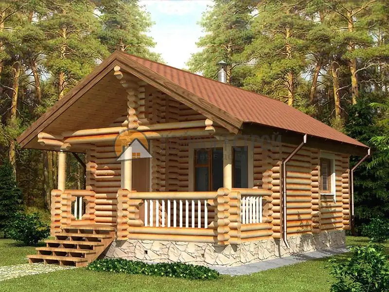 Проект бани 35.3 кв.м 5.4х7.7 из профилированного бруса