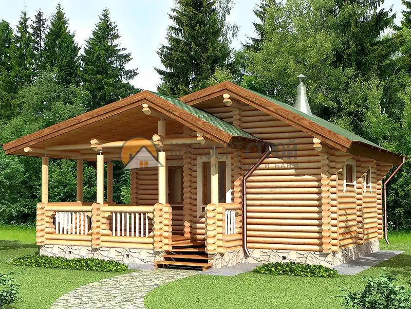 Проект бани 41 кв.м 6.1х8.3 из профилированного бруса