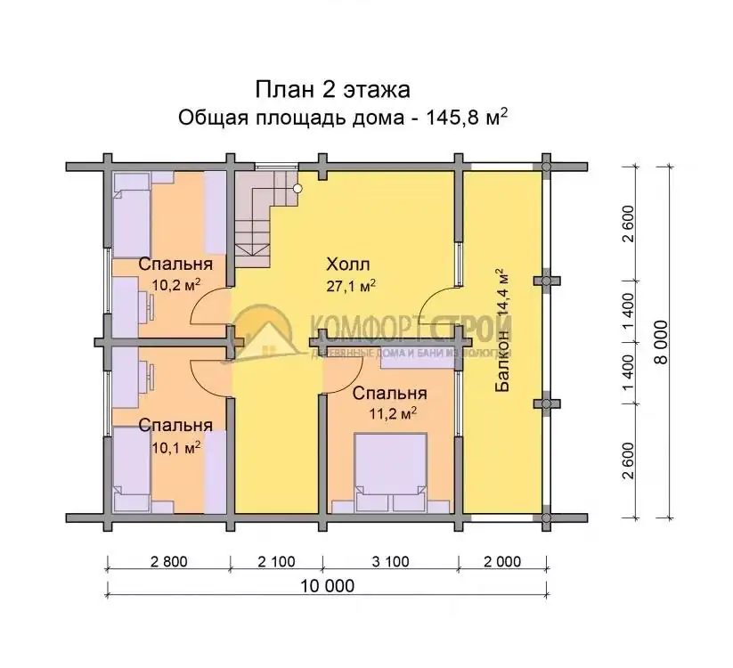 Проект дома «Бронницы» из оцилиндрованного бревна —