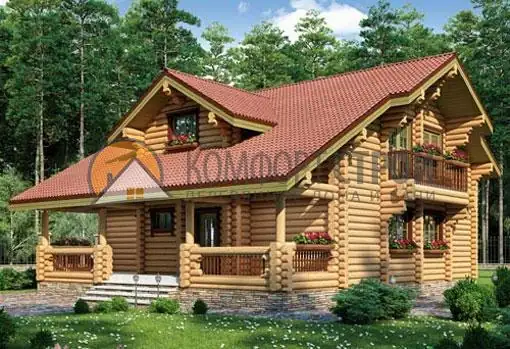 Проект дома 180 кв.м 10.6х13.5 из оцилиндрованного бревна