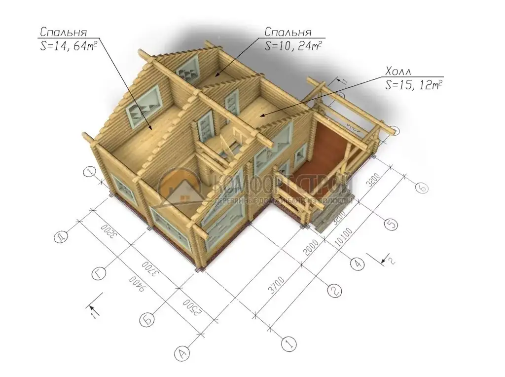 Проект дома «Агеево» из оцилиндрованного бревна — План 2 этажа