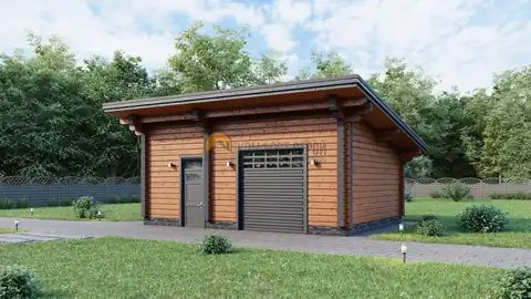 Гараж из оцилиндрованного бревна, д. Красное, Домодедово