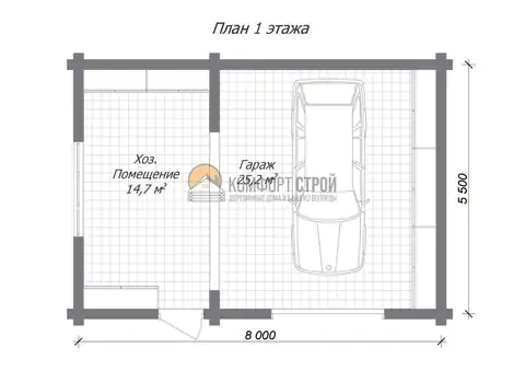 Гараж из оцилиндрованного бревна, д. Красное, Домодедово — фото 5