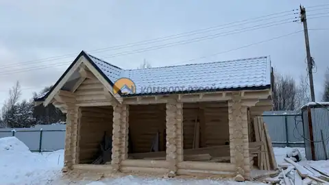 Беседка из оцилиндрованного бревна, Ярославская область — фото 1