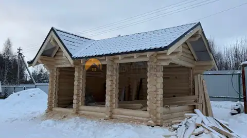 Беседка из оцилиндрованного бревна, Ярославская область — фото 2